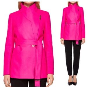 Barbie Style Ted Baker Wrap Coat in Fuchsia